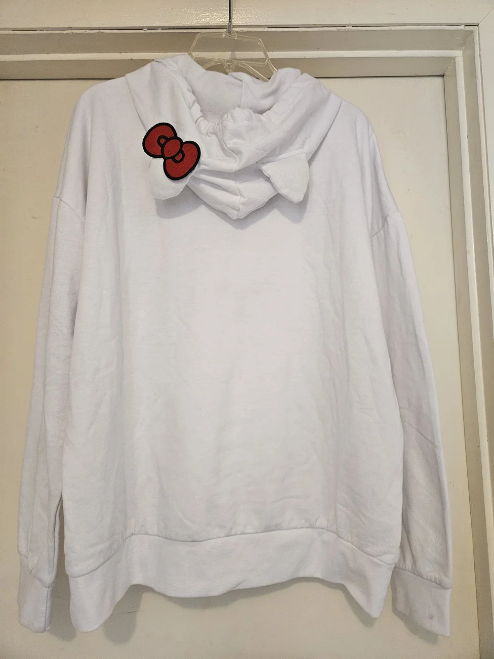 Hello Kitty White Hoodie with Red Accent Graphic